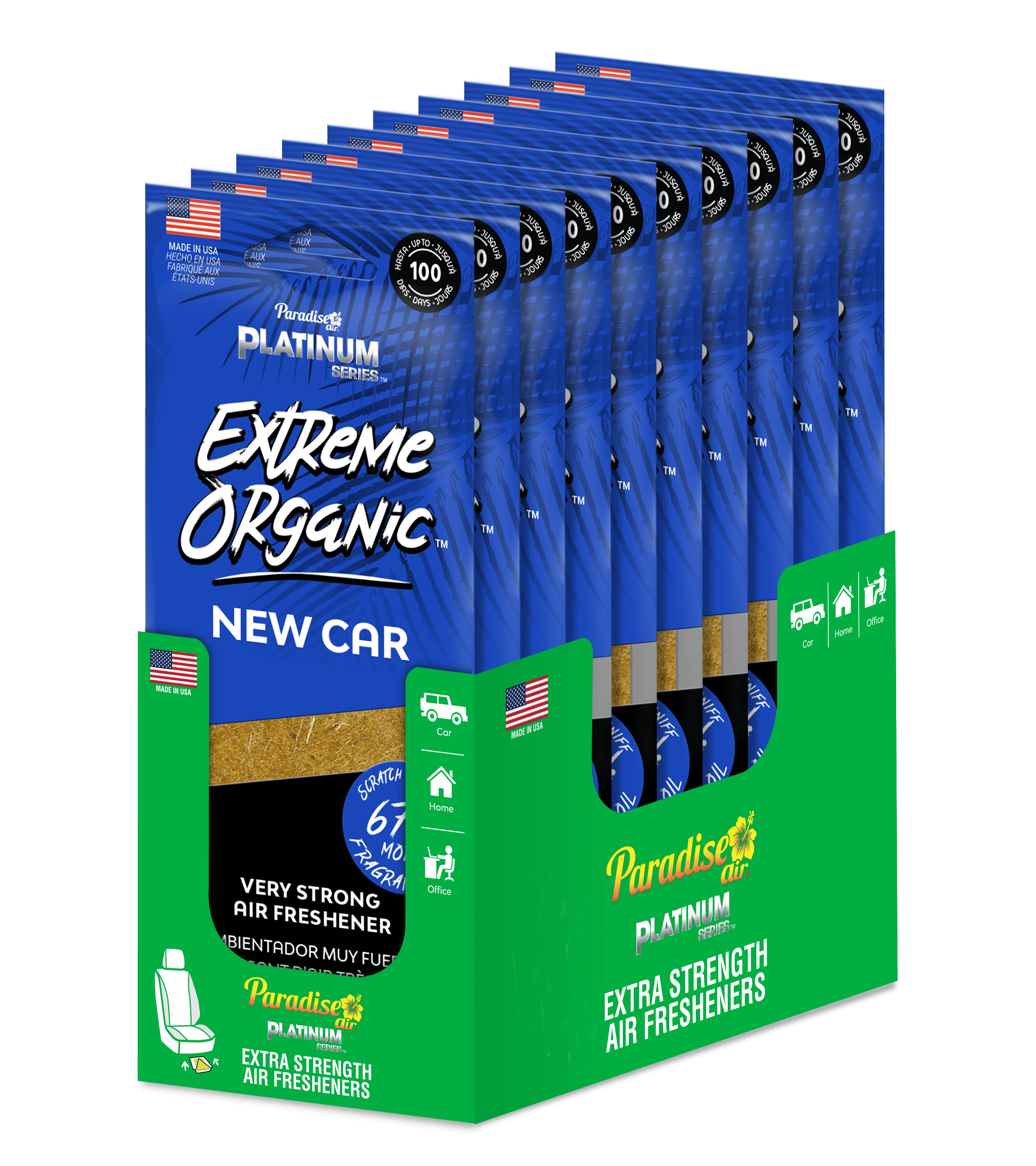 Paradise Air Extreme Organic Under Seat Air Freshener New Car Fragrance 10 Unit Tray