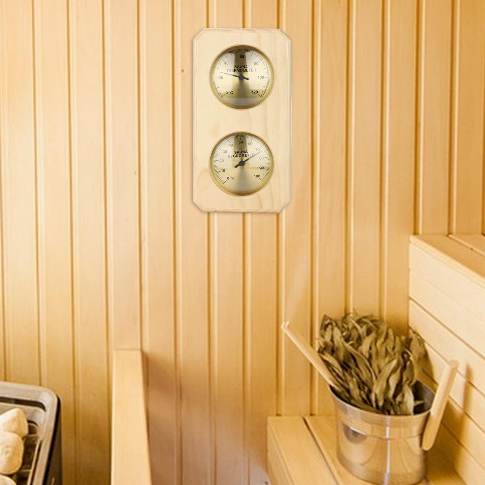 Nishiyuenyi Hygrometer Wooden Thermometer, Sauna Hygrothermograph Gauge Humidity Temperature Vertical