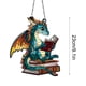 thumbnail image 3 of Colgante de ventana de acrílico con forma de dragón y libro del bosque, regalo para amantes de los libros, decoración del hogar literaria, no atrapasol, regalo para bibliotecario, dragón y libro., 3 of 7
