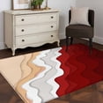 thumbnail image 4 of Abstract Washable Area Rugs 3'x5', Red Gradient Ocean Beach Waves Low Pile Throw Living Room Rug Non-Slip Sturdy Edge Binding Carpet for Indoor Entryway Bedside Kitchen, 4 of 9