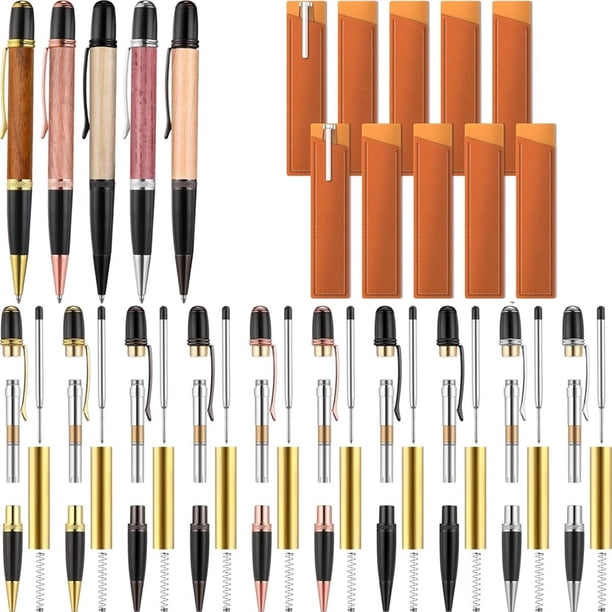 Kit de 10 Piezas para Hacer Bolígrafos. Incluye 10 Bolígrafos para Tornear Madera y 10 Fundas Elegantes para Hacer Bolígrafos Tú Mismo. Regalo para Aula, Profesor y el Estudiante.