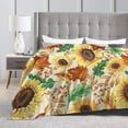 thumbnail image 3 of Autumn Sunflower Leaves Flower Blanket, Soft Blankets Flannel Bed Throw Cozy Lightweight Plush Gifts for Women Men Boys Girls Sofa Couch Bedroom Living Rooms Warm All Season, Home Decor, 80"x60", 3 of 6