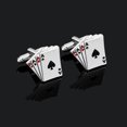 thumbnail image 3 of Gemelos en Forma de Poker Carta Gemelos de Moda de Color Plateado para Hombres, 3 of 5