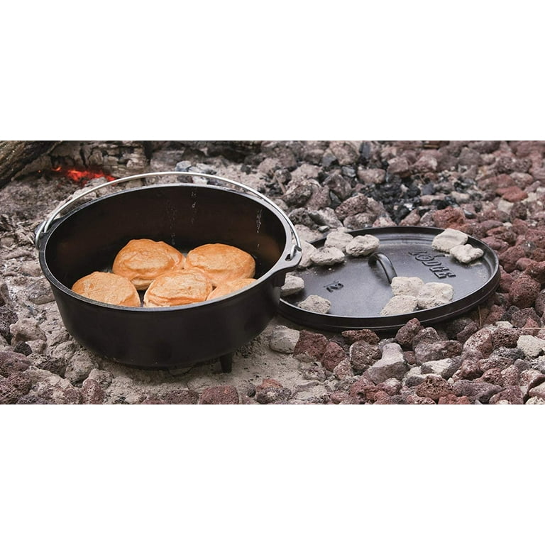 Lodge Camp 6 qt. Round Cast Iron Dutch Oven in Black with Lid L12CO3 - The  Home Depot