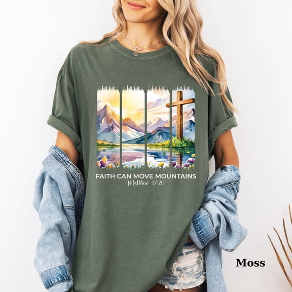 Sam Soft Faith Can Move Mountains Shirt, Bible Verse Super Soft Tee, Christian Mom Gift, Faith Shirt for Women