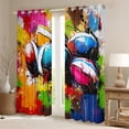 thumbnail image 2 of Feelyou Watercolor Rugby Kids Black Out Curtains, Art Splatter Splash Curtains Pack of 2 (42x63 Each), Est Sleep Sports Bedroom Curtains, Blackout Curtains Room Decor, 2 of 6