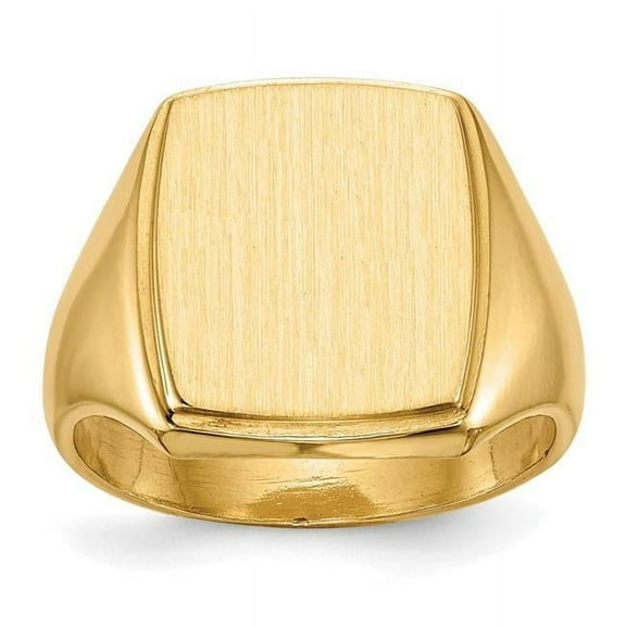 Finest Gold 14K Yellow Gold 14.5 x 13.0mm Closed Back Mens Signet Ring - Size 10