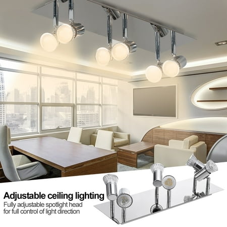 LED Simple Multi-head Spotlight Track Light Modern Lamp Wall Focus Spotlight Adjustable Decorative Lighting, 6 Ceiling Lights Indoor, Kitchen, Living Room, (No Light