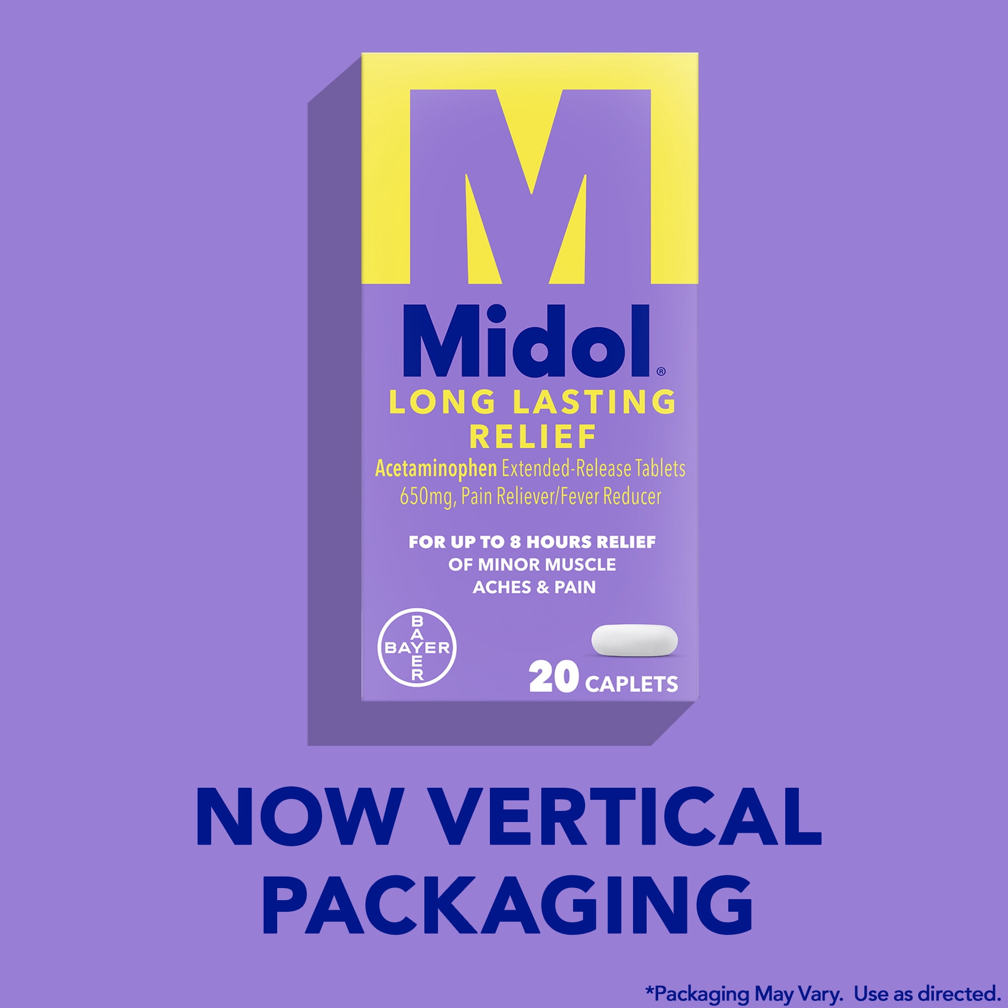 (6 pack) Midol Long Lasting Relief Menstrual Pain Relief Caplets, 20 Count
