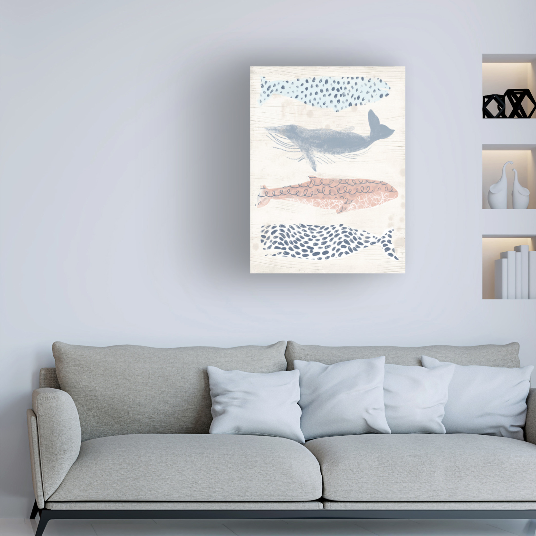 Trademark Fine Art June Erica Vess Patterned Whale Pod II Canvas Wall Art