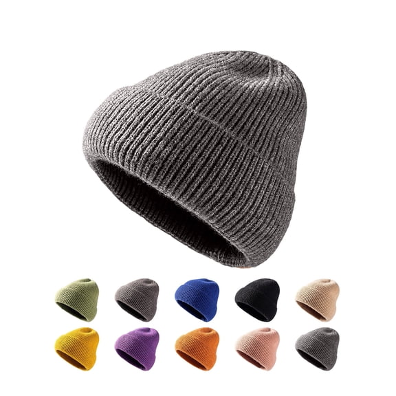 ZUBMGKTE Beanie Hat for Men Women, Thick Warm Fleece Lined 100%Knitting Cotton Winter Hats Cuffed Beanie Stocking Hat Ski Skull Cap