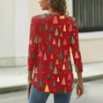 thumbnail image 3 of Women's T Shirt Christmas Print 3/4 Sleeve Daily Weekend Fashion Basic Round Neck Regular Top, 3 of 4