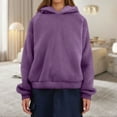 thumbnail image 5 of Women's Hoodie Long Sleeve Warm Hoodie Winter Fleece Plush Sweatshirt Hooded Jacket, 5 of 9