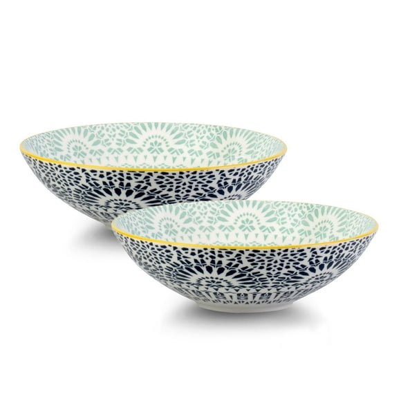 Bol à salade /bol poké Paisley Bleu en Porcelain, 21 cm, 700 ml
