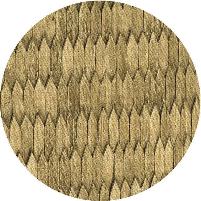 Ahgly Company Tapis Rond Lavable en Machine Intérieur Transitionnel Jaune, 3 Pieds Rond