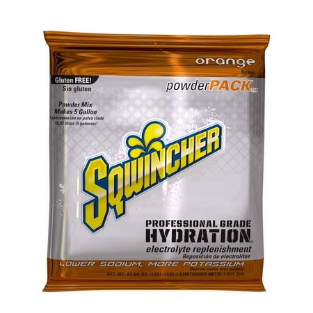 Sqwincher Powder Electrolyte Replacement Beverage Mix, 5 gal, Orange Case of