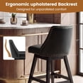 thumbnail image 2 of Firmoz 26" Swivel Bar Stools, PU Leather Upholstered Solid Wood Pub Chairs with Nailhead Trim, Black, 2 of 13