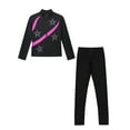 thumbnail image 3 of Aislor Girls Figure Skating Jacket Ice Ballet Dance Long Sleeve Jackets with Leggings for Competition Hot Pink 5-6, 3 of 7