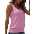 thumbnail image 3 of Langwyqu Summer Women Solid Color V-Neck Sleeveless Tank Tops Camisole, 3 of 4