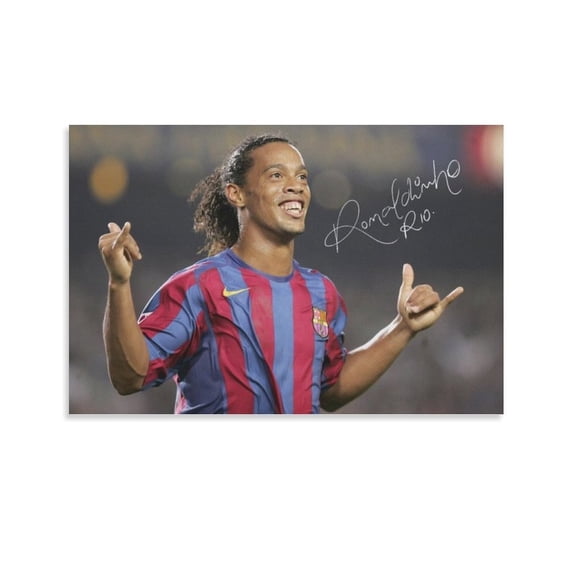 Soccer Player Ronaldinho Canvas Poster Wall Art Poster Scroll Canvas Painting Picture Living Room Decor Home 20x30inch(50x75cm)