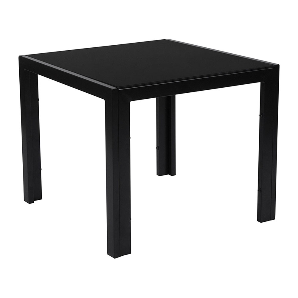 Offex Sleek Black Glass End Table With Black Metal Legs