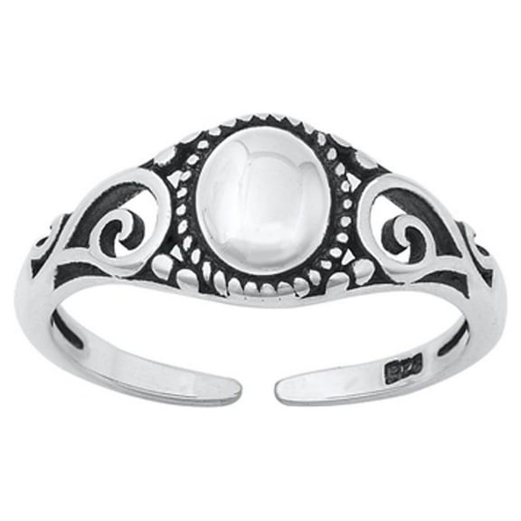 Sterling Silver Bali Swirl Toe Ring Oxidized Adjustable Midi Band .925 New Jewelry Female Unisex