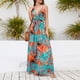 thumbnail image 5 of Vestido Largo Vestido largo de playa para mujer, cuello en V, vestido suelto, línea A, cintura alta elástica para vacaciones Cgtredaw Naranja S para Mujer, 5 of 6