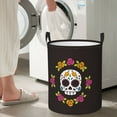 thumbnail image 4 of DouZhe Waterproof Collapsible Large Laundry Baskets, Skull Skeleton Flowers Prints Circular Hamper with Handles, 4 of 6
