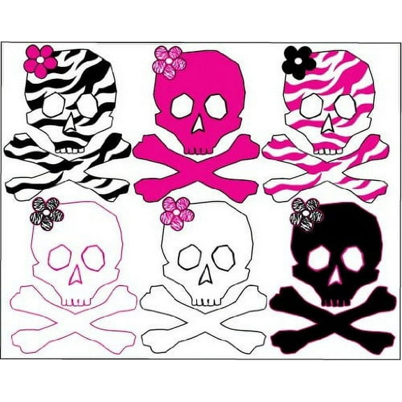 Skull Wall Stickers / PINK and Zebra Print Skull Wall Decals