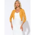 thumbnail image 2 of DARING DIVA 3/4 Sleeve Sheer Floral Lace Shrug Tops 2XL Yellow, 2 of 6