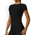 thumbnail image 4 of Women's Short Sleeve Crew Neck Top Shirts with Seamless Fit and Stretch Fabric- X Large, Black, 4 of 6