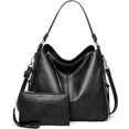 thumbnail image 1 of Bolso de mano para mujer Bolso bandolera para mujer Bolso grande para el hombro Bolso de cuero PU para mujer Bolso tipo billetera 2 piezas (Negro) ACTIVE  Biensenido a ACTIVE, 1 of 5