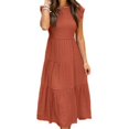 thumbnail image 4 of YUEVORA Summer Dresses for Women, Flutter Sleeve Tiered Maxi Dress, Casual Crew Neck Long Dress with Smocked Waist, Elegant Flowy Vacation Outfit and Comfortable Daily Wear., 4 of 4