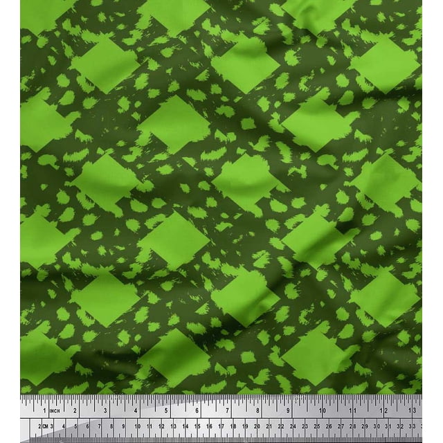 Soimoi Poly Georgette Fabric Check & Animal Skin Printed Craft Fabric by The Yard 52 Inch Wide