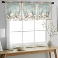 thumbnail image 2 of Teal Coastal Valance Curtains for Kitchen/Living Room/Bathroom/Bedroom Window, Rod Pocket Small Topper Half Short Window Curtains Voile Sheer Scarf, Vintage Ocean Beach Shell Nautical 42"x12", 2 of 8