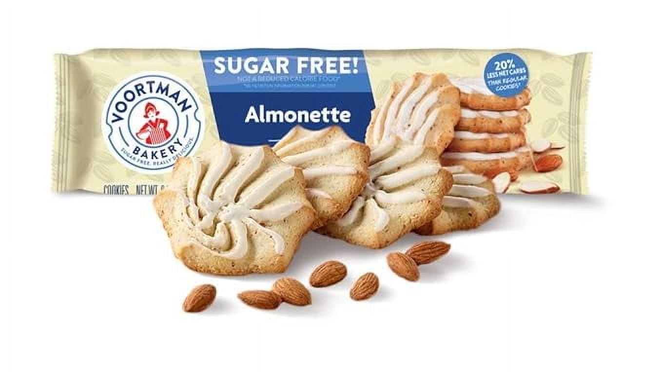 Voortman Bakery #1 in U.S. ZERO SUGAR COOKIES - Iced Almonette Cookies (Pack of 4 x 8 Oz Ea) Made Real ingredients ... Delicious!