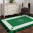 thumbnail image 3 of Area Rug 48×72in, St. Patrick's Day Celtic Knots Lucky Shamrock Floor Carpet Living Room Rug, Buffalo Plaid Non-Slip Welcome Mat Indoor Rugs for Bedroom Dining Room, 3 of 9