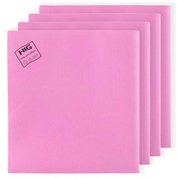 HIG PVA Microfiber Cleaning Towels, Professional Grade Synthetic Chamois Cloths for Streak Free Shine, Ultra Absorbent, Smooth & Reusable All-Purpose Cleaning Rags for Home, Car & Kitchen (5, Pink)
