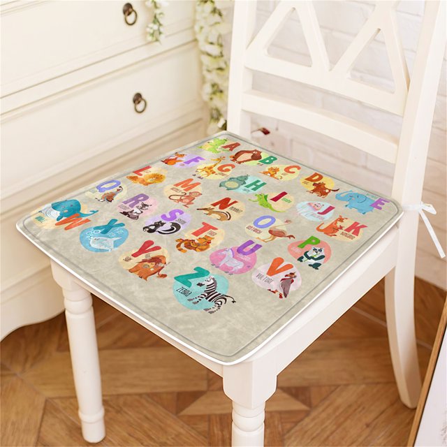 Cojines para silla con estampado de animales adorables y alfabéticos, suaves y cómodos para el hogar, el bar, la oficina y el exterior, 30 x 30 cm