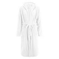 thumbnail image 4 of DJDLJWCJ Womens Long Sleeve Hooded Robes for Women Solid Fleece Warm Soft Bathrobe with Pockets Sleepwear Robes, Pajamas Loungewear White M, 4 of 4