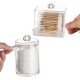 thumbnail image 3 of 2 recipientes para hisopos de baño con tapas de bambú, dispensador de hisopos de algodón de 10/7 oz, tarro organizador de boticario transparente para almacenamiento., 3 of 6