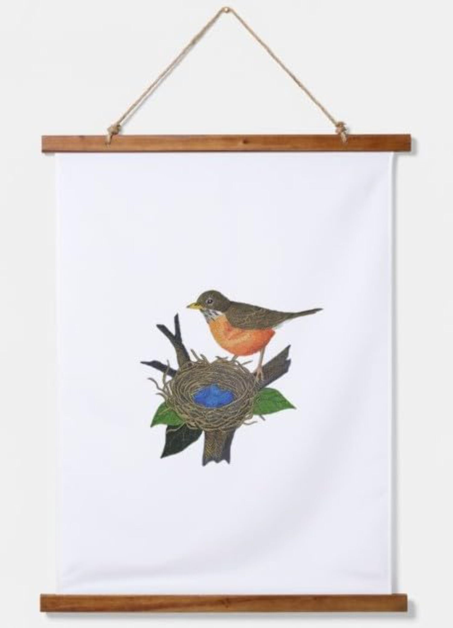 Nature Weaved in Threads, Birds Kingdom [Robin and Nest [Custom and Unique] Embroidered Iron on/Sew Patch [7.41"6.9"]