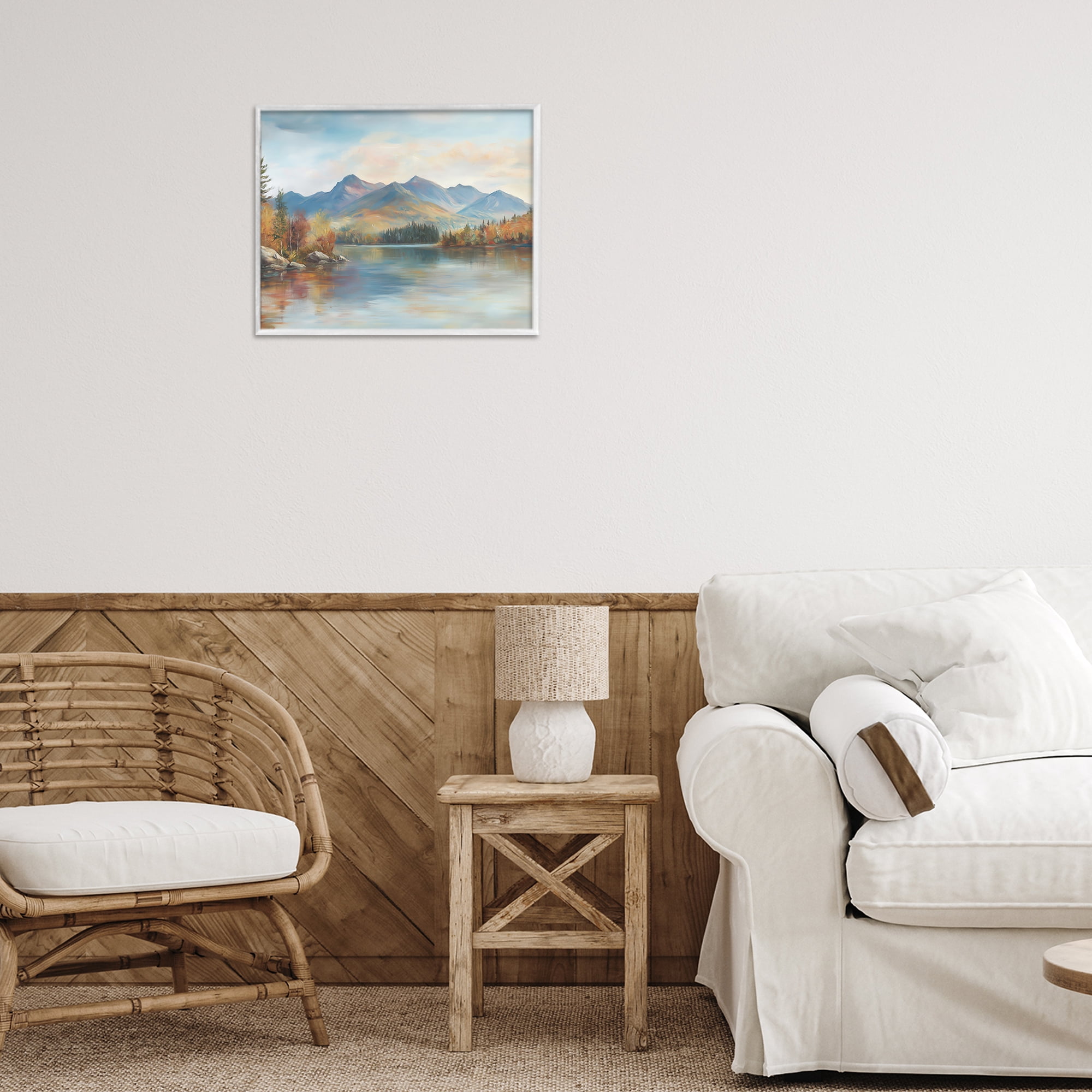 Stupell Industries Rustic Lake Landscape in Fall White Framed Giclee Art, design by LSR Design Studio