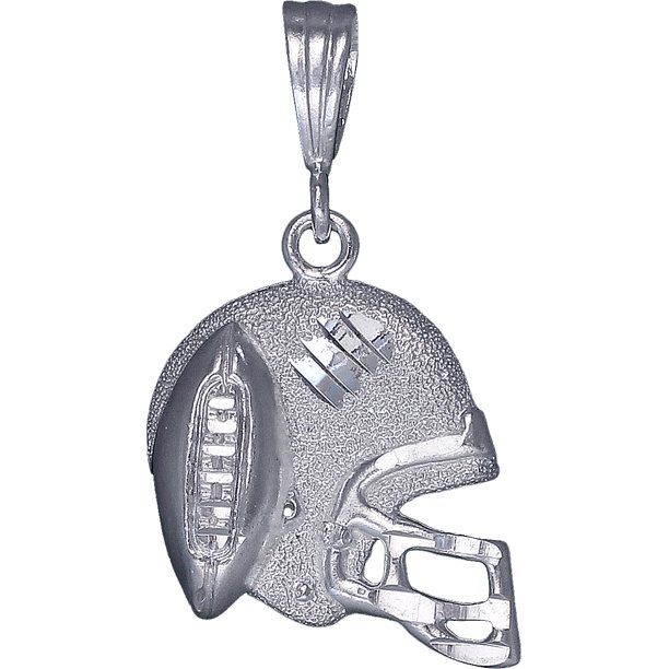 Sterling Silver Football Helmet Charm Pendant Necklace 1.4 Inches 3