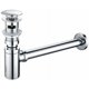 thumbnail image 1 of Desagüe de fregadero cromado + sifón Desagüe de desbordamiento automático de gran superficie y tubo de sifón de acero inoxidable Juego de desagüe de fregadero con apertura por empuje Accesorio de baño, 1 of 5