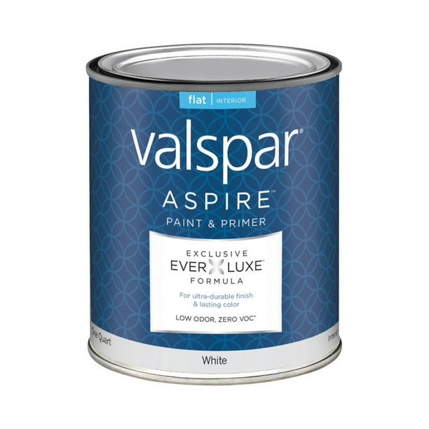 Valspar Aspire Paint Acrylic Interior Flat White 1 Qt 0 Voc Pack of 4