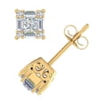 thumbnail image 2 of 1/3 Carat Prong Set Round, Princess & Baguette Shape Diamond Stud Earrings in 14K Yellow Gold, 2 of 4