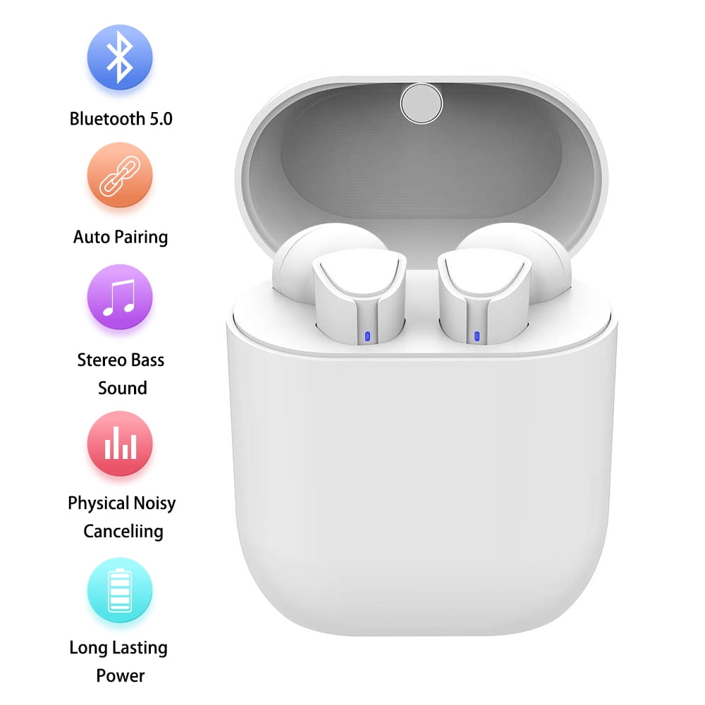 Wireless Bluetooth 5.0 Earbuds IPX7 Waterproof Headphones Noise Canceling Earphones Wireless in-Ear Earpiece 35H Playtime HiFi 3D Stereo Sound Headset Built-in Mic & Charging Case for Work Sports