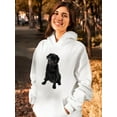 thumbnail image 2 of Sitting Black Pug Hoodie Women -SPIdeals Designs, Female XX-Large, 2 of 4