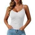 thumbnail image 3 of idosla Women Y2k Aesthetic Teen Girls Sweetheart V Neck Ruched Camisole Tops Slim Fit Spaghetti Strap Crop Summer Preppy Tank (White, M), 3 of 5